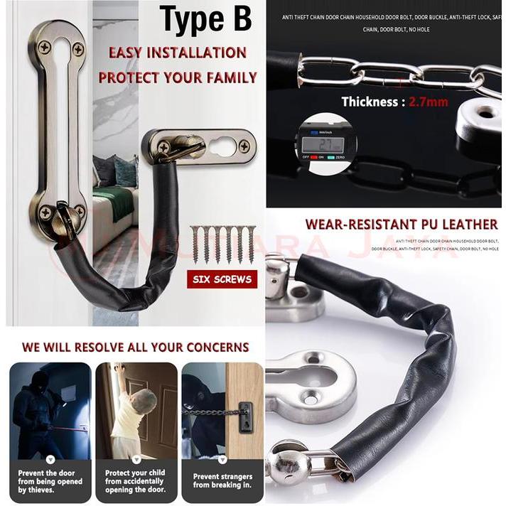 1e0e- Gembok Grendel Kunci Rantai Pintu Kamar Hotel Ats