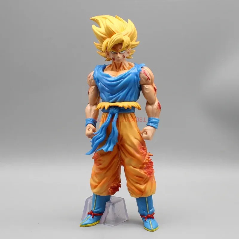24Cm Dragon Ball Anime Figure Kd Super Saiyan Action Figurine Battle Damage Goku Statue Model