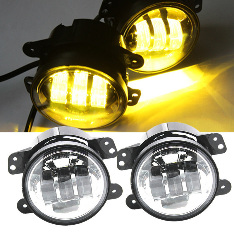 4" Inch LED Yellow Fog Lights for Jeep Wrangler JK Unlimited JK 07-18