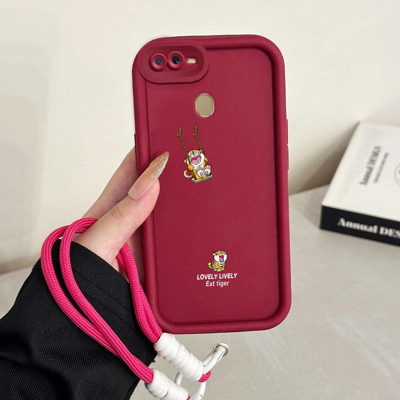 Casing Hp untuk OPPO A7 A5s A12 A12s A11K Case Casing HP Softcase Ponsel Soft Shell dengan Tali Sili