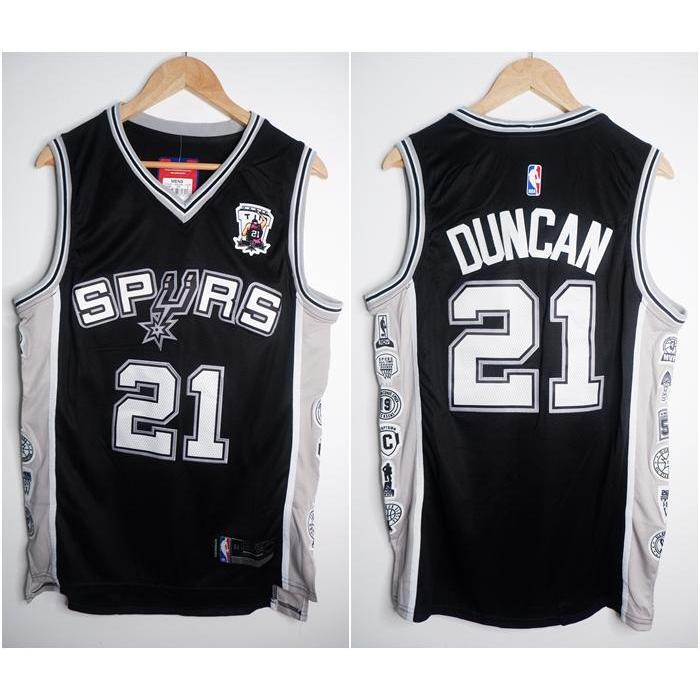 JERSEY BASKET NBA SPECIAL SPURS #21 TIM DUNCAN COMMEMORATIVE HITAM