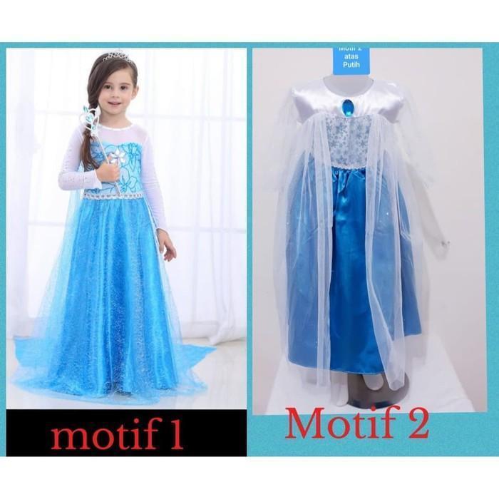 Paket Lengkap 1 Set Dres Frozen Elsa - Gaun Anak Frozen + Aksesoris - Baju Pesta Frozen - Baju Elsa