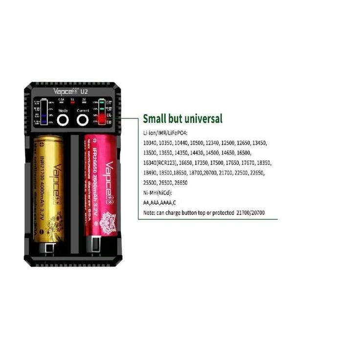 426e- Authentic Vapcell U2 Fast Charger Battery 2A 18650 21700 Aaa Aa