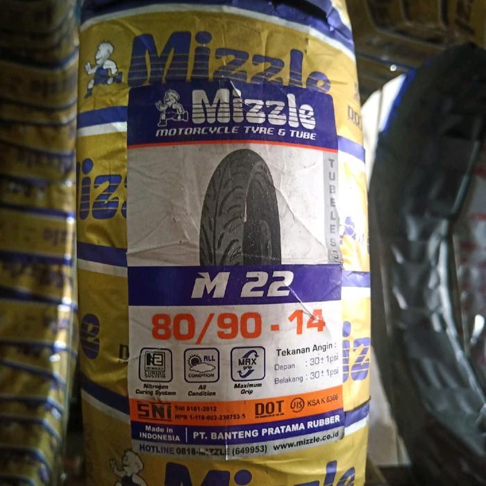 80/90-14 M22 Ban Luar Mizzle Untuk Matic Ring 14 Ban Tubeless