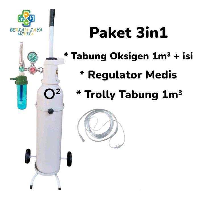 Ready Tabung Oksigen Medis 1M3 Paket Set Lengkap Siap Pakai