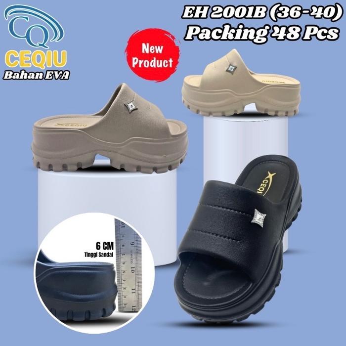 Sandal Selop Eva Cequi 2001B - Sandal Selop Wanita Tinggi Teebaru - Sandal Selop Wedges Tingi Wanita