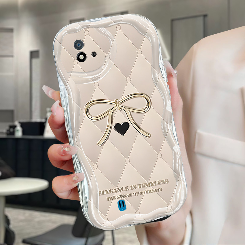 Casing Hp Untuk Realme C20 C20A C11 2021 Phone Case Handphone Soft Cover Pink Bow 6127 Kesing Cream 