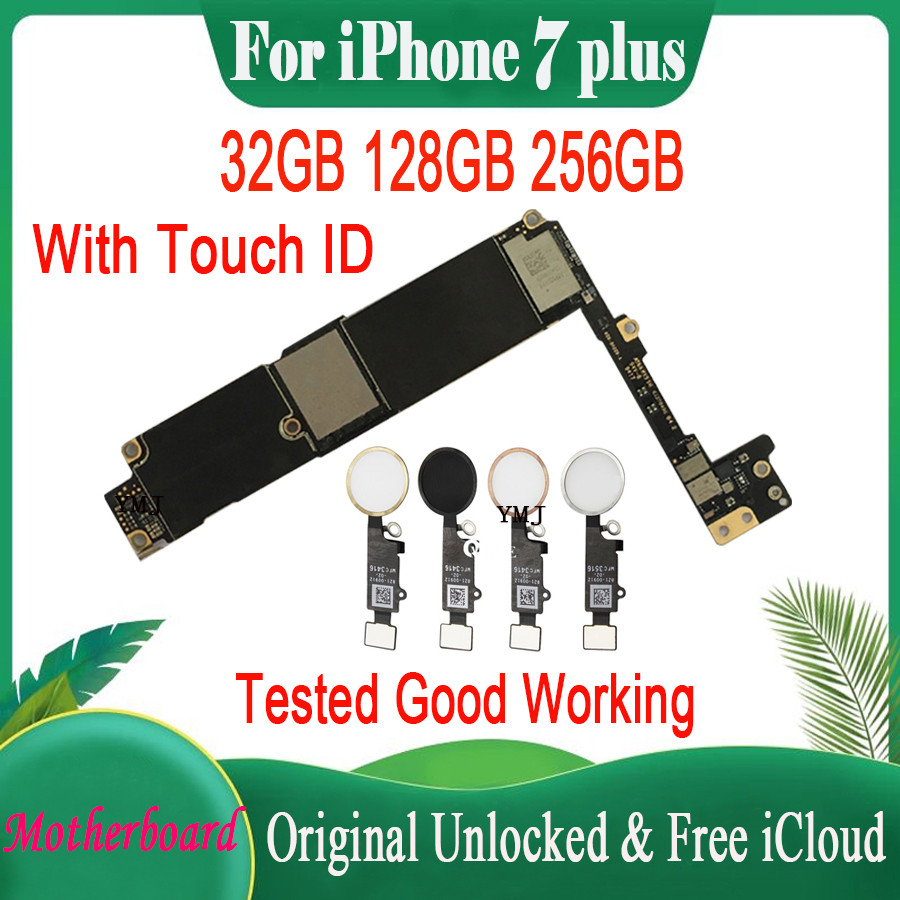 For iPhone 7 Plus Motherboard With/NO Touch id Fingerprint,100% Original Logic board 32GB 128GB 256G
