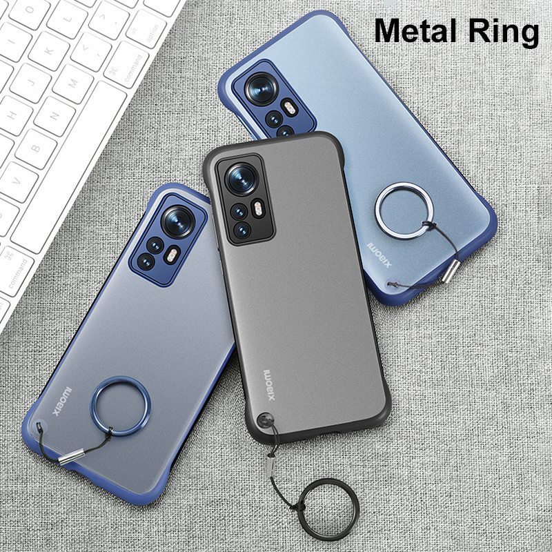 Frameless Ring Case For  Mi 12S Ultra 12 Pro 12T 12X Matte PC Hard Cover For  K50 Ultra K50 Gaming P