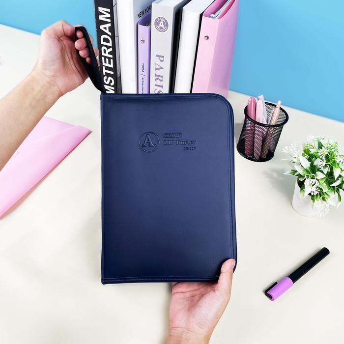 1tgo- Topla Binder Kulit Resleting A5 Buku Binder Zipper Binder Kulit Ukuran A5 995 Binder