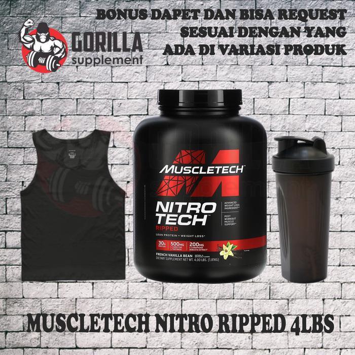 MUSCLETECH NITRO TECH Ripped 4LBS 4 LBS Whey Protein + Fat Burner NITROTECH MUSCLE TECH