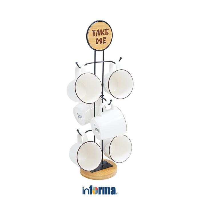 APPETITE 260 ML SET 6 PCS MARU MUG DENGAN RAK - PUTIH