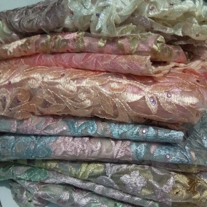 Kain perca brokat two tone payet hotfix 1.4kg