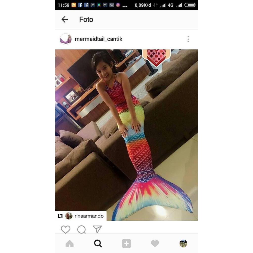 Kostum Mermaid With Monofin Baju Anak Mermaid Premium