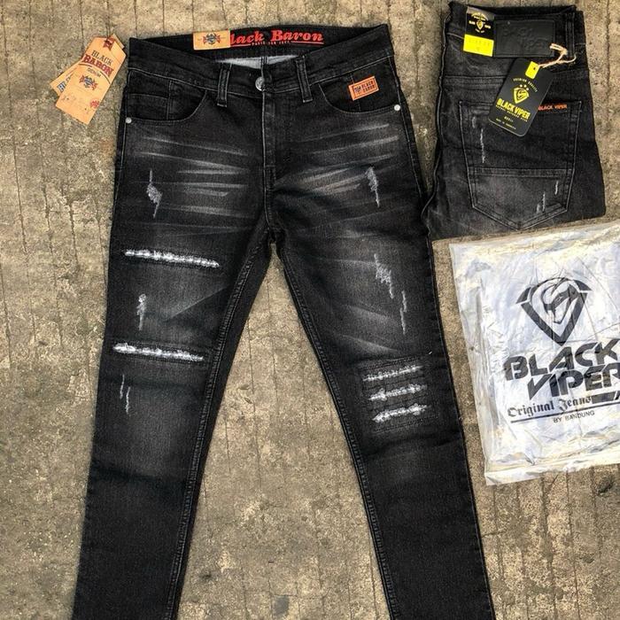 8zg8- Celana Panjang Jeans Slimfit Ripped Jeans Pria