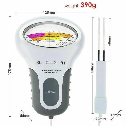 Meter Portable Ph Tester Cl2 Meter Air Kolam Renang