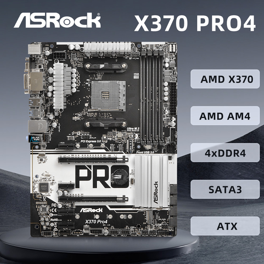 ASROCK X370 Pro4 Motherboard AMD X370 Socket AM4 Supports Ryzen 7 5800X3D Ryzen 9 5950X Ryzen 5 5600