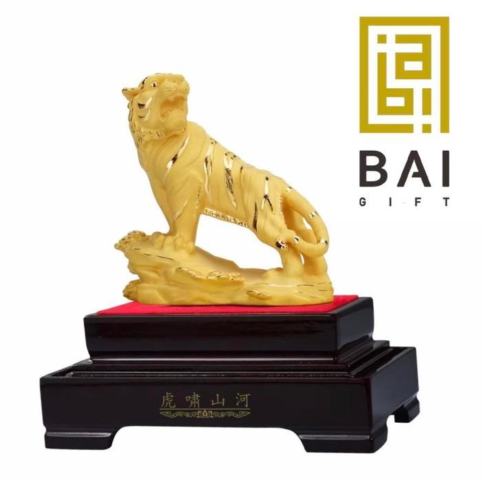 PATUNG SHIO MACAN LAPIS EMAS 24K PAJANGAN SHIO MACAN HADIAH PREMIUM