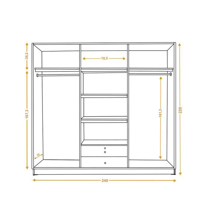 Kirana Morris - Lemari Pakaian Kayu 6 Pintu Putih Wardrobe Jumbo Modern Nimalis