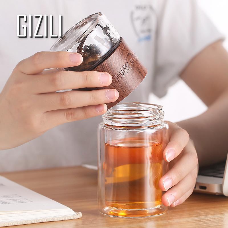 Terlaris, Glass Water Bottle with Tea Infuser Filter Tea Separation Double Wall Glass Bottle Bag Lea