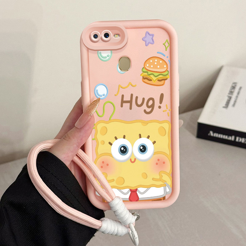 Casing Hp untuk OPPO A7 A5s A12 A12s A11K Case Casing HP Softcase Ponsel Soft Shell dengan Tali Sili