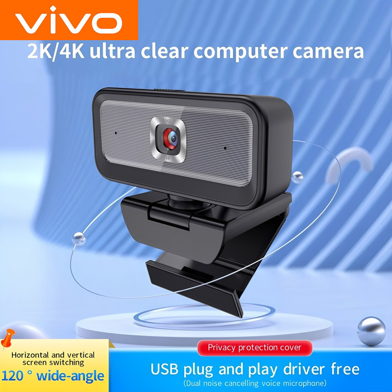 Vivo Portable Full Hd 2K 4K Webcam Pc Laptop 120 Degree Wide Angle Focus Webcam Streaming Flexible