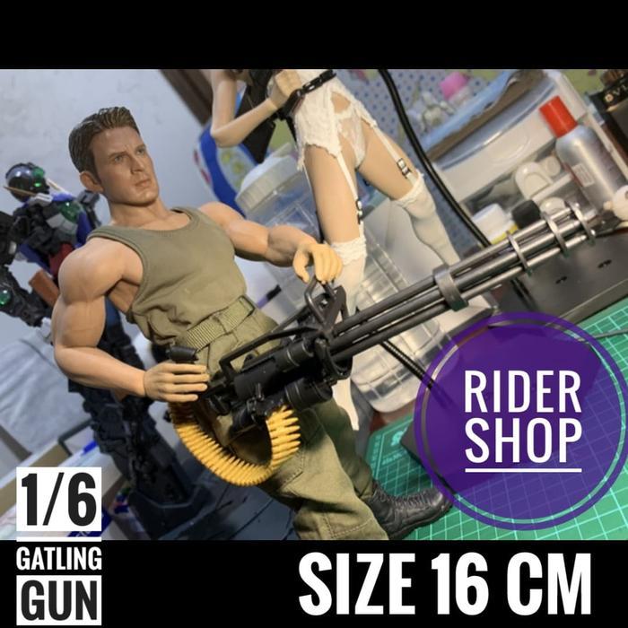 FREE ONGKIR SKALA 1/6 GATLING GUN M134 MODEL SENJATA KITBASH, HOT TOYS FIGURE BONEKA KODE 660