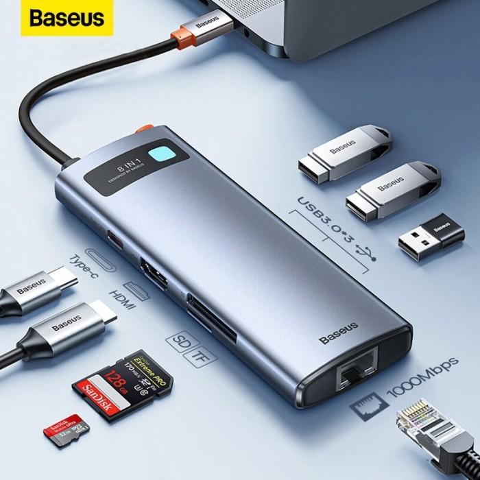 Baseus 8 in 1 USB Type C Hub Adapter USB 3.0 4K 60Hz Docking Station - 8in1 4K@60Hz
