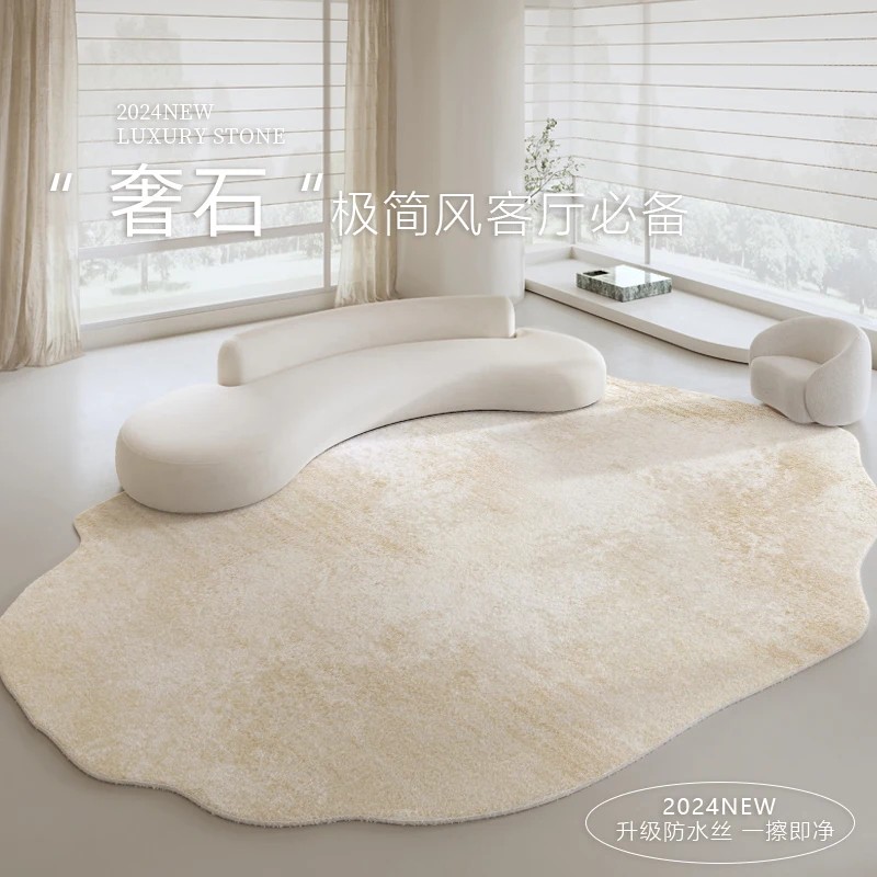 Light Luxury Living Room Decoration Carpet Irregular Shape Rugs for Bedroom Fluffy Soft Marble Plush