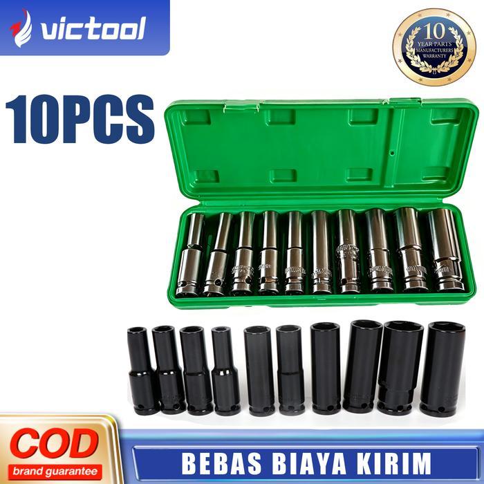 Set kunci pas listrik gagang heksagonal, set soket panjang, soket kunci pas benturan, kunci pas