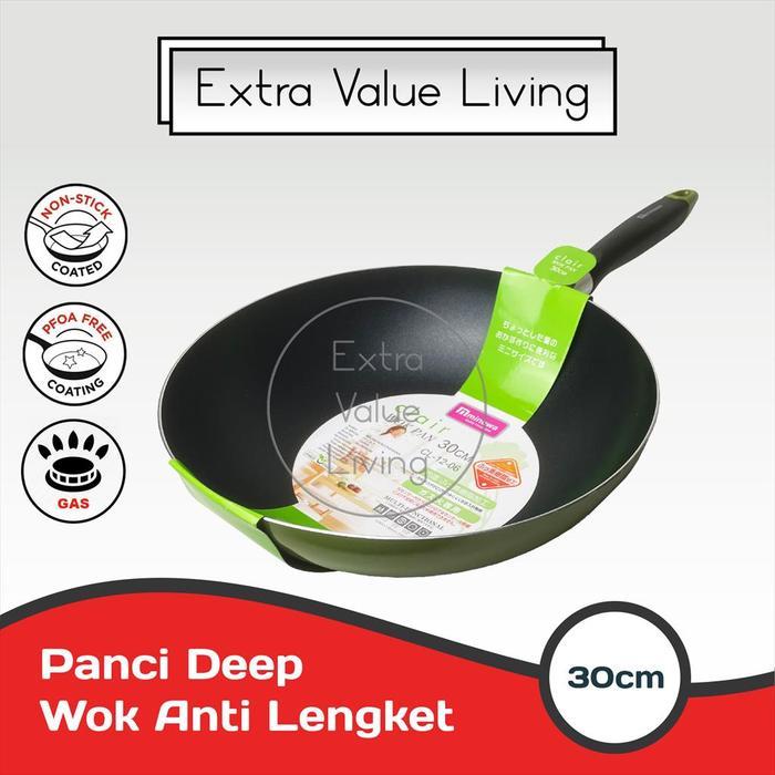 Minowa Wajan Anti Lengket 30 CM Panci Deep Wok Pan Fry Wok Panci Teplon Wokpan Panci Anti Lengket