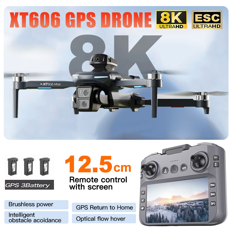 For Xiaomi XT606 MAX GPS Drone 8K HD Professional Camera FPV Wish Screen Drone 360 Obstacle