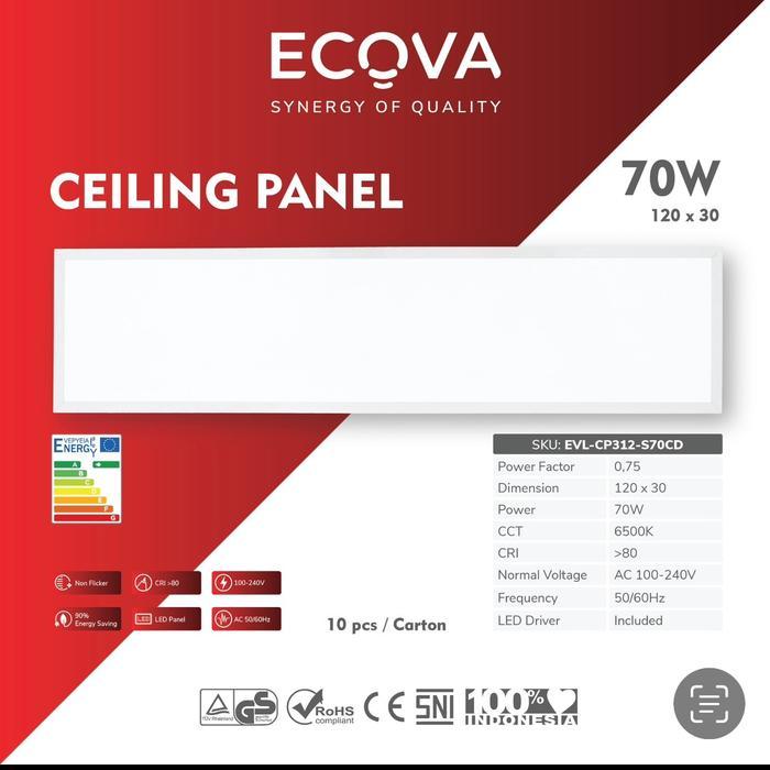 Panel light led 30x120 ecova 70w / ecova panel led 30x120 led 70w/ lampu led panel 60x60 ecova