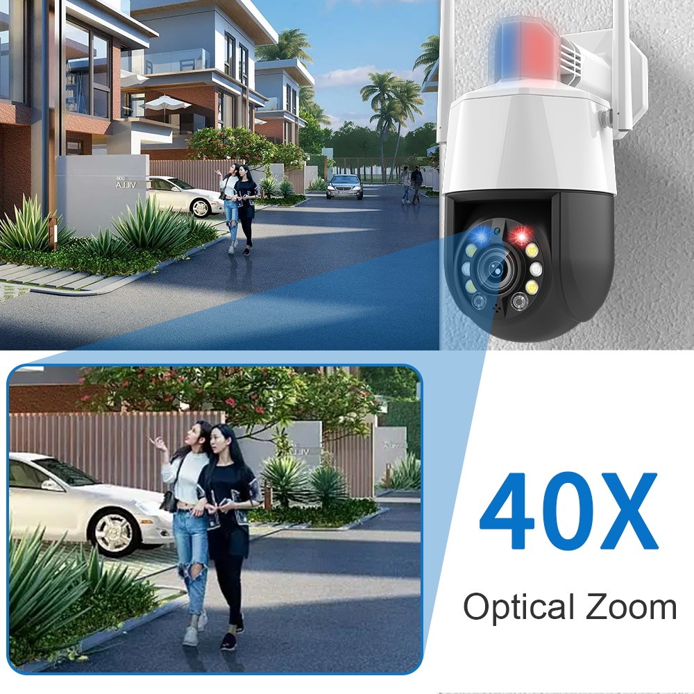 EVKVO 4K 8MP 4G Outdoor Camera 40X Optical Zoom AI Human Tracking WIFI Security Surveillance PTZ Cam