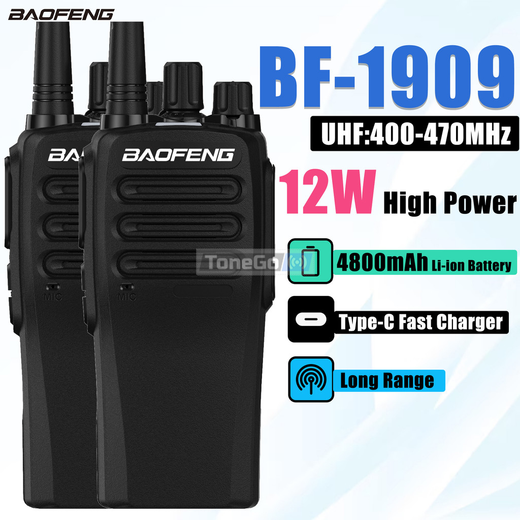1/2Pcs Baofeng Bf-1909 Walkie Talkie Bf 1909 12W High Power Long Range Uhf Two Way Radio Type-C