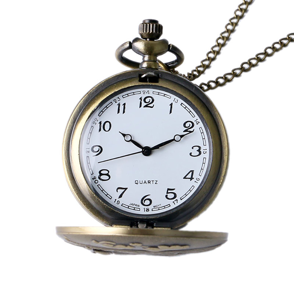 Bronze Full Hunter Fokker Dr.1 Quartz Pocket Watch Mini Skeleton Plane 3D Pattern Carving Out Case W