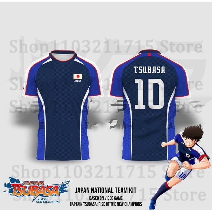 Japan National Team Kit Captain Tsubasa Football Jersey 3D Print Anime Cosplay Soccer T-Shirt Men
