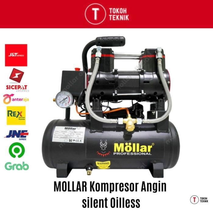 MOLLAR Kompresor Angin silent Oilless Auto 10L / 1hp tipe BLACK PANTHER