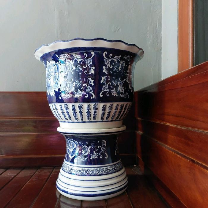 Lubis Gardening Pot Keramik Impor Pot Kaki/Pot Tanaman Bunga Hidup Keramik/Pot Jumbo Besar Ada