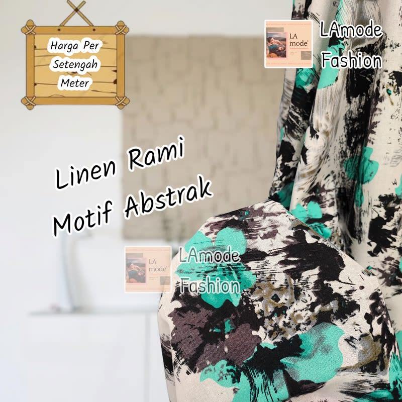 Kain Linen Rami Motif Abstrak