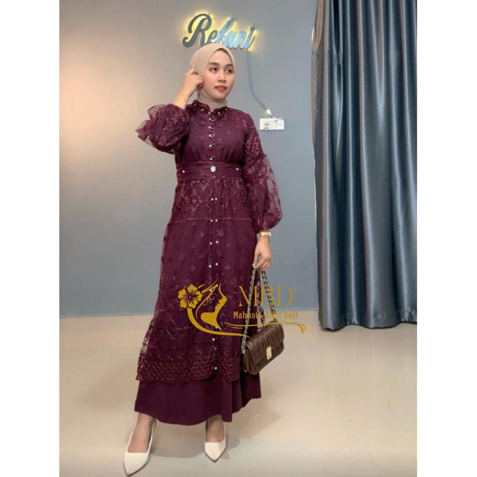 Nagita Outer Brukat Dres Gamis Brokat Sapto Kondangan Lebaran Kancing Depan Full Payet