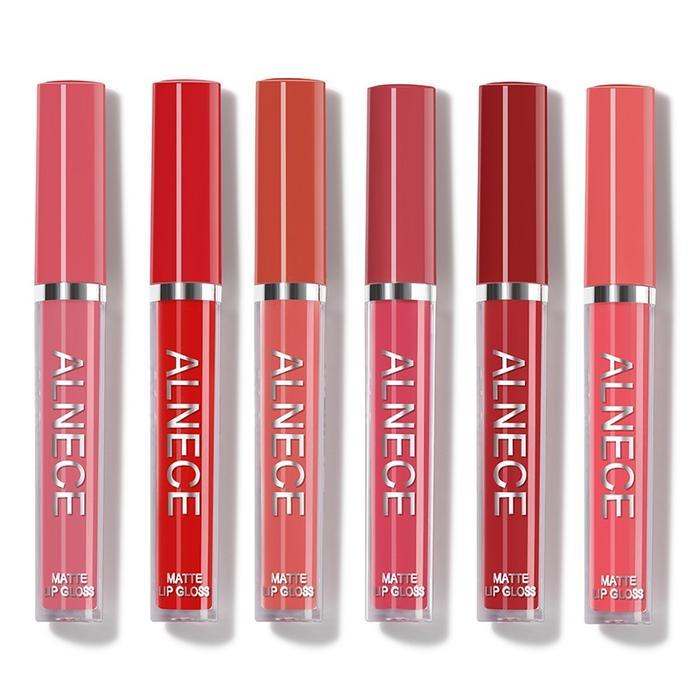 bde1- Alnece 6 Set Lip Gloss Lipgloss Matte Lembut Tahan Lama Melembabkan Dengan Lipstick