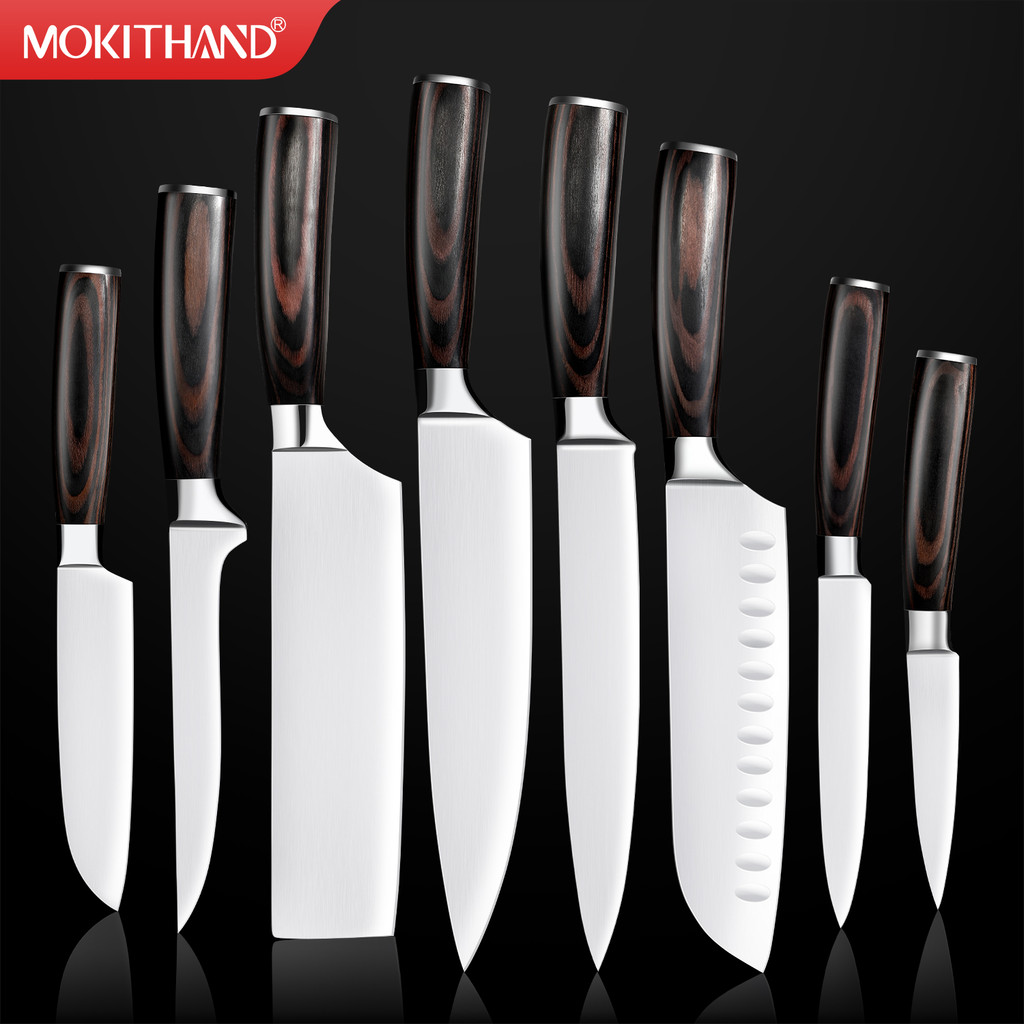 Chef Knife 1-8pcs Set Kitchen Knives Sharp Japanese Santoku Knife