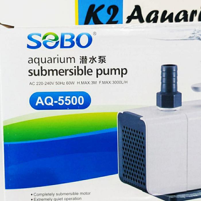 Ready- Sobo Aq 5500 Pompa Kolam Hidroponik 60W 3000L/H (Not 105 ) -Gratisongkir