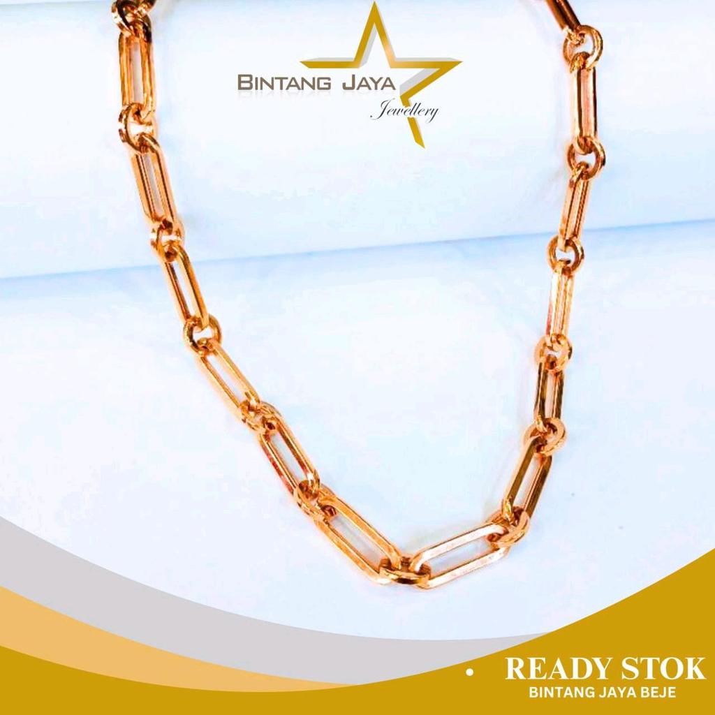 Kalung Emas Asli - Rantai Paperlina Rosegold - Kadar 17K - Berat 16.75gr - Panjang 40.5CM - Model pa