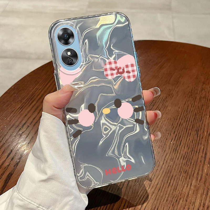 Casing Hp OPPO A17 OPPO A17K Case Casing Pola Lukisan Wajah HP Kasing Kasus ponsel transparan mewah 