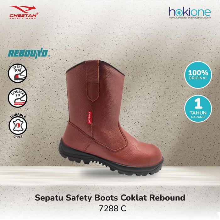 Sepatu Safety Cheetah Boots Coklat Rebound 7288C Safety Shoes Cheetah High Pria