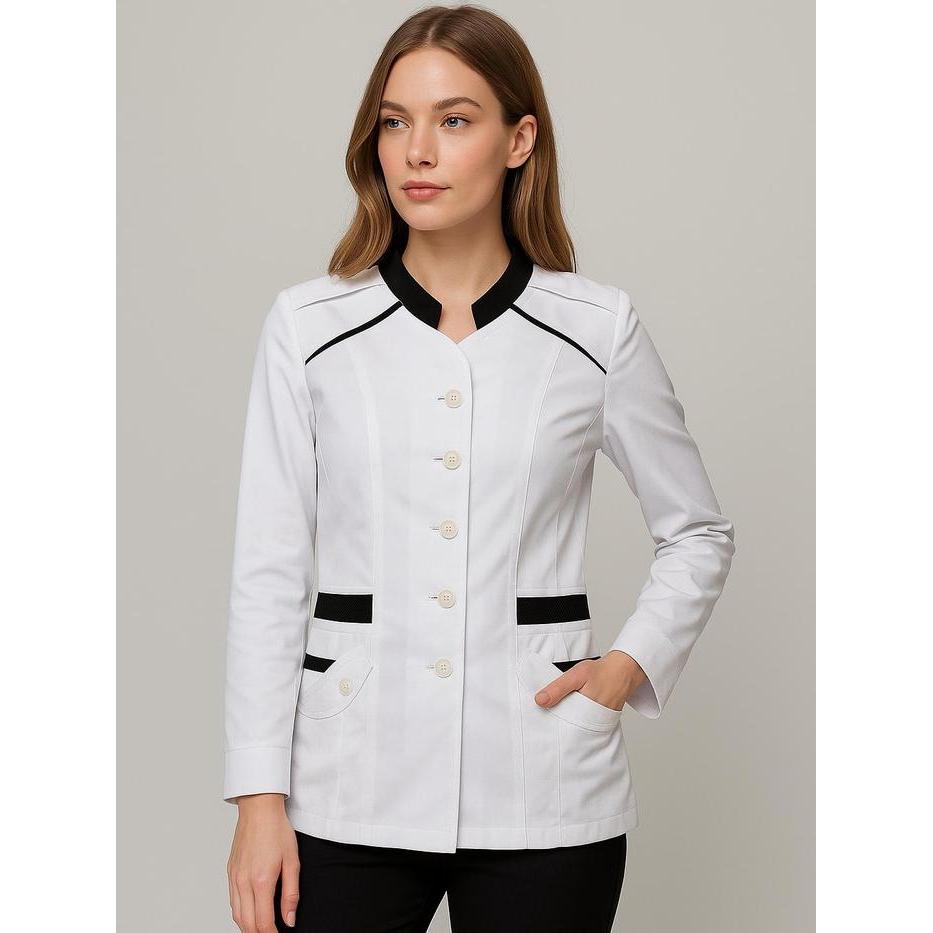 SeragamSeragam - Baju Blazer PDH Kemeja Kerja wanita Putih Kombinasi Hitam Lengan Panjang PDH