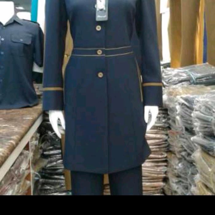 setelan baju seragam pns kantor dinas pdh guru dongker navy tunik
