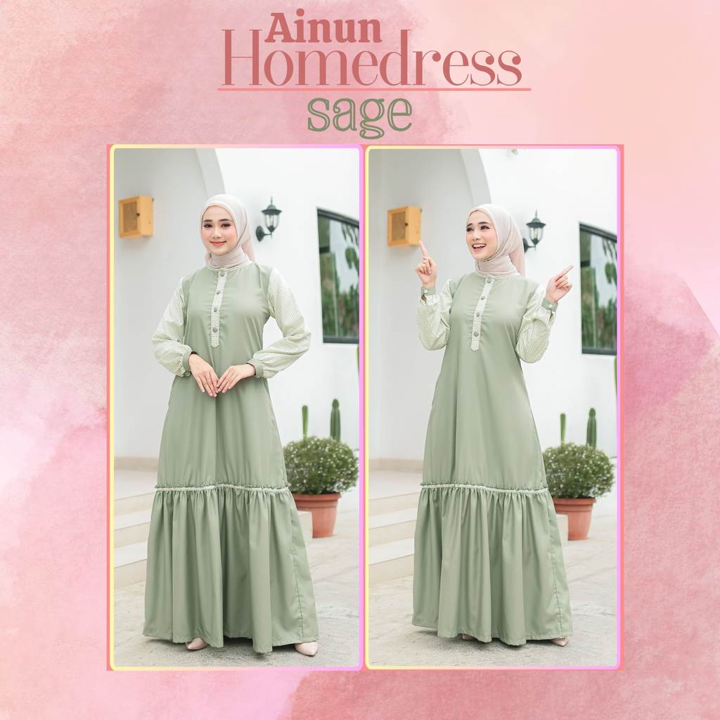 Roris Fasion AINUN SAGE GREN | Gamis model terbaru untuk remaja dan dewasa